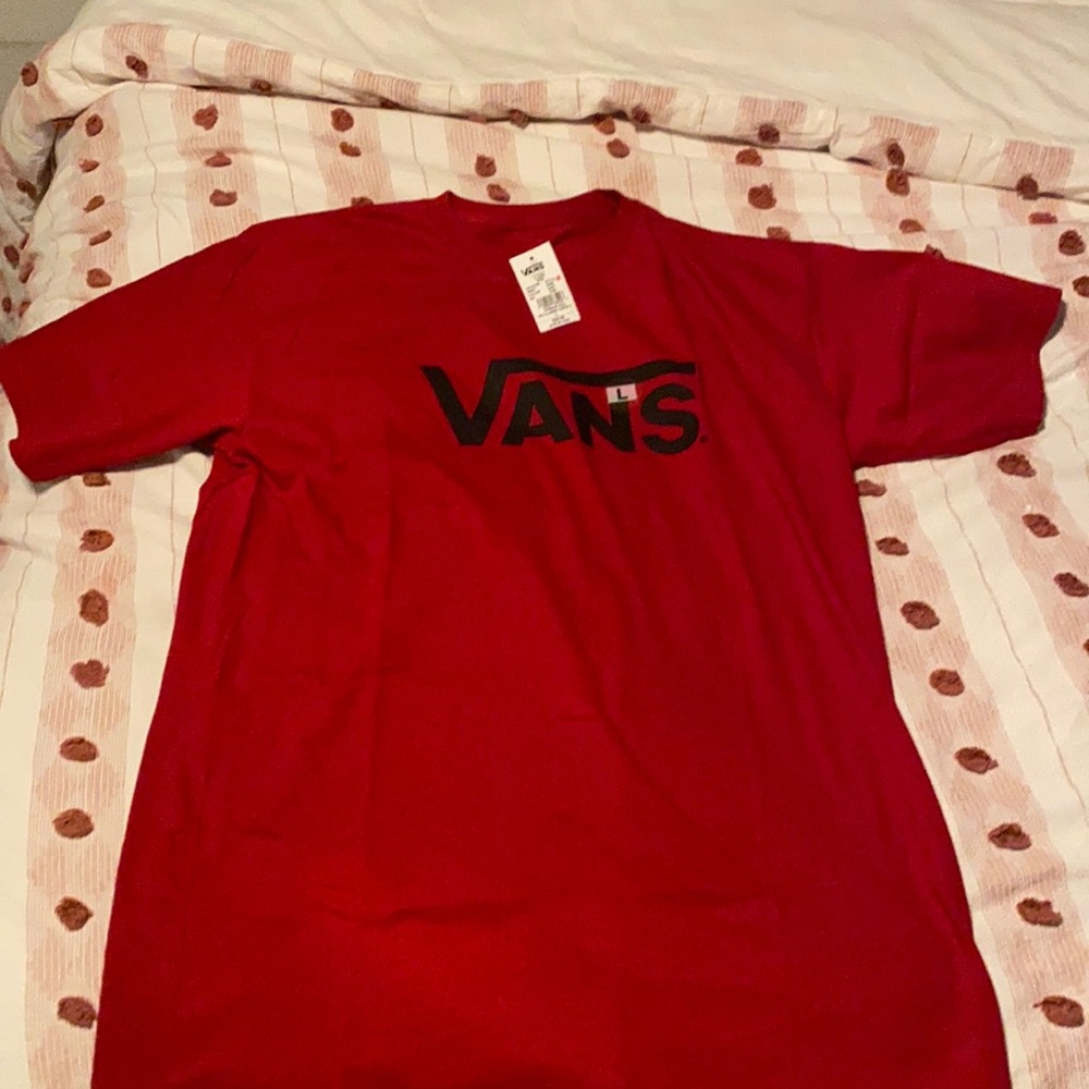 Comfy Red Vans Men Tee-Shirt